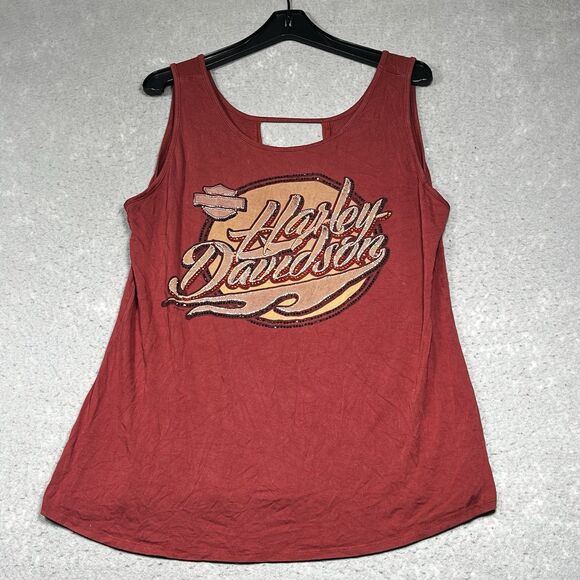Harley Davidson Tank Top Womens Size 1XL Red Sleeveless Rayon Blend 2021 - Picture 1 of 12